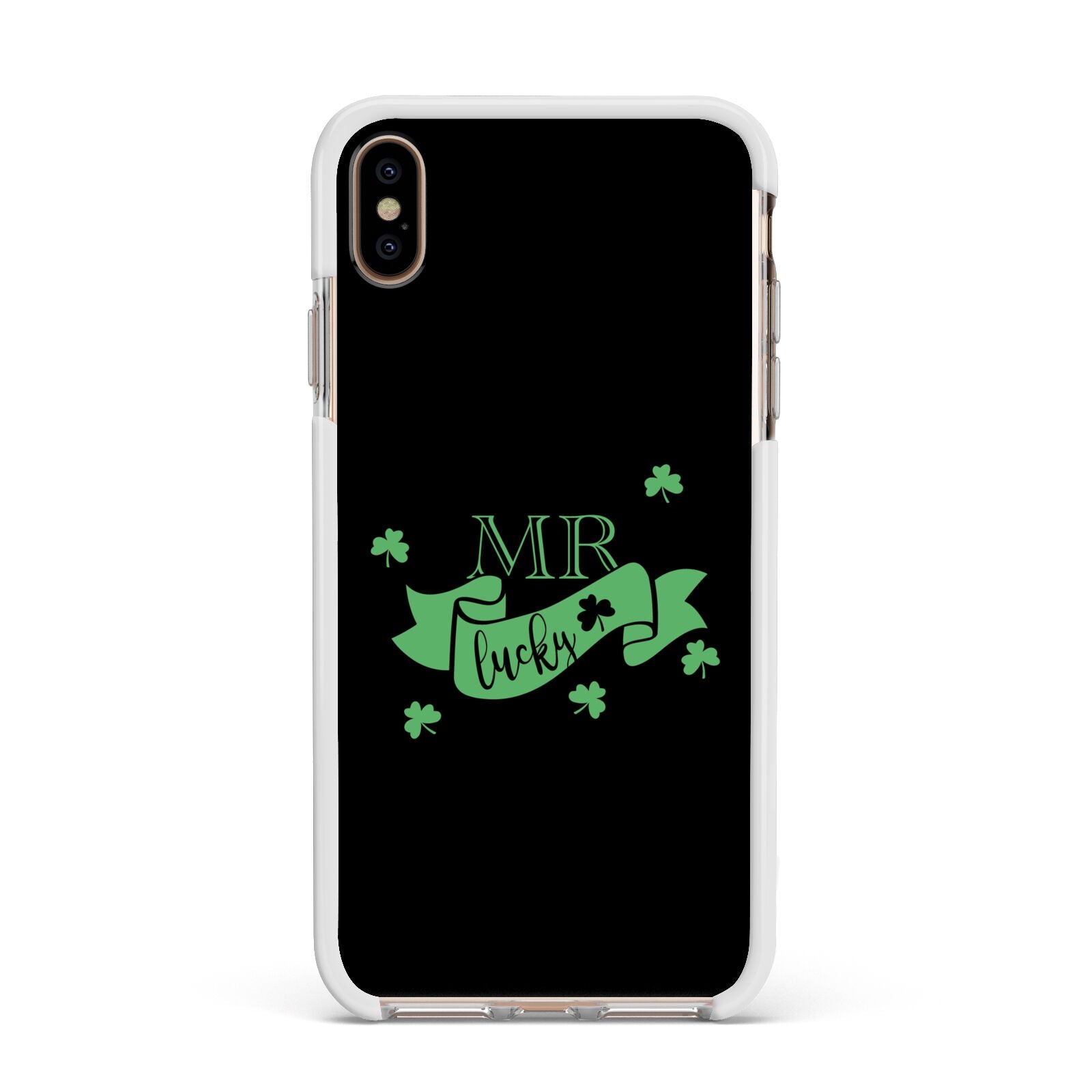 Mr Lucky Apple iPhone Xs Max Impact Case White Edge on Gold Phone
