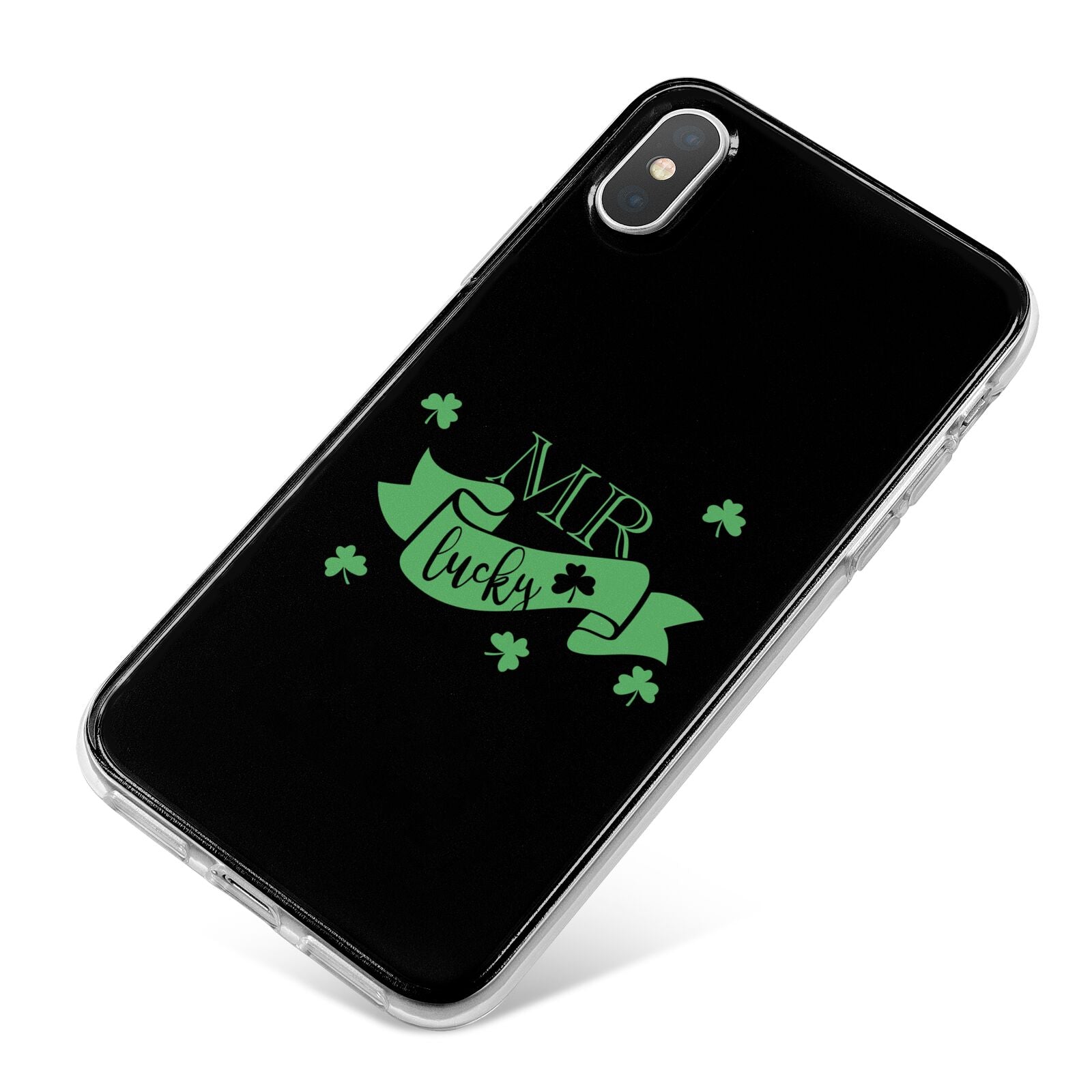 Mr Lucky iPhone X Bumper Case on Silver iPhone