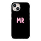 Mr iPhone 13 Black Impact Case on Silver phone