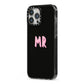 Mr iPhone 13 Pro Max Black Impact Case Side Angle on Silver phone
