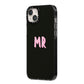 Mr iPhone 14 Plus Black Impact Case Side Angle on Silver phone