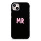 Mr iPhone 14 Plus Black Impact Case on Silver phone