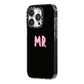 Mr iPhone 14 Pro Black Impact Case Side Angle on Silver phone