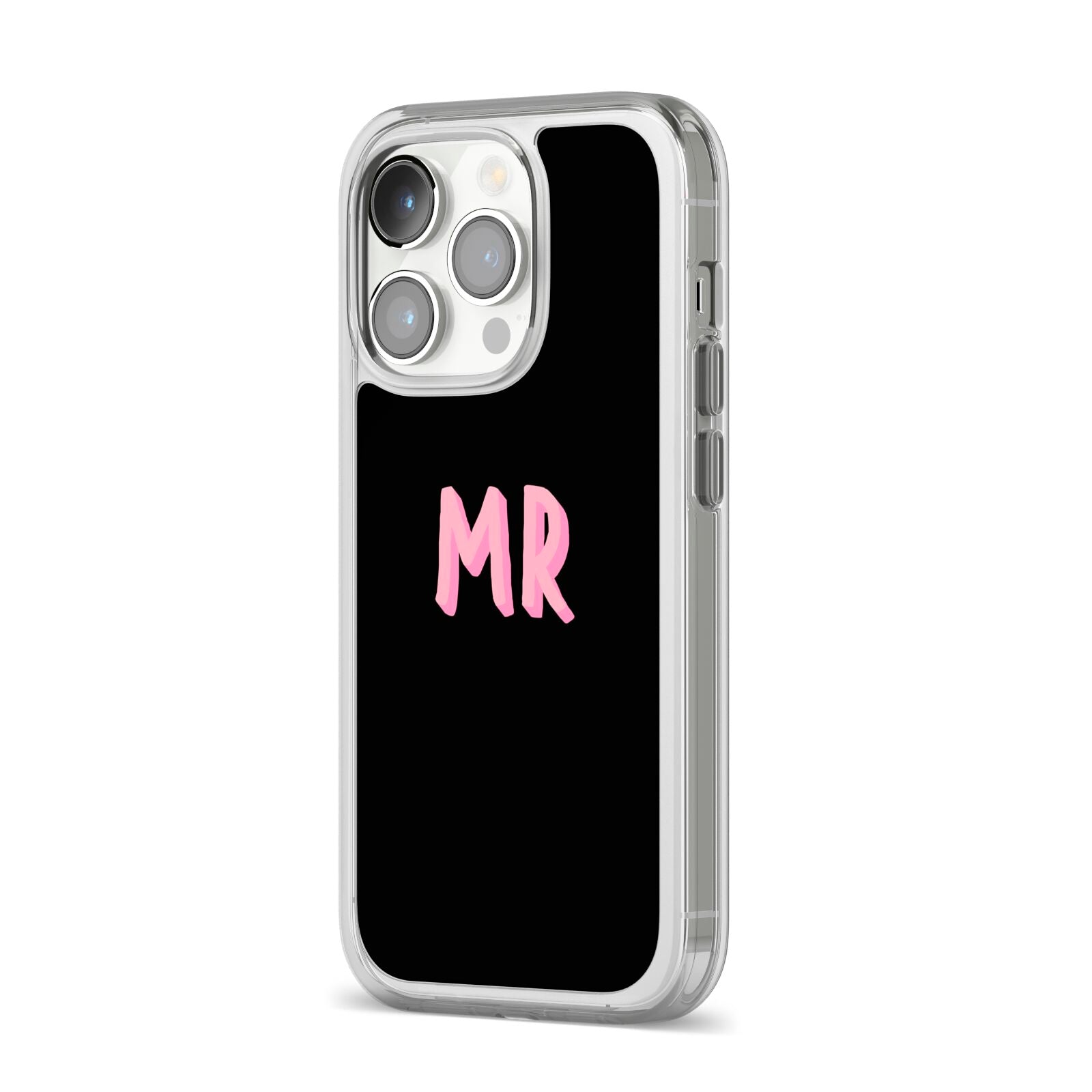 Mr iPhone 14 Pro Clear Tough Case Silver Angled Image