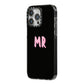 Mr iPhone 14 Pro Max Black Impact Case Side Angle on Silver phone
