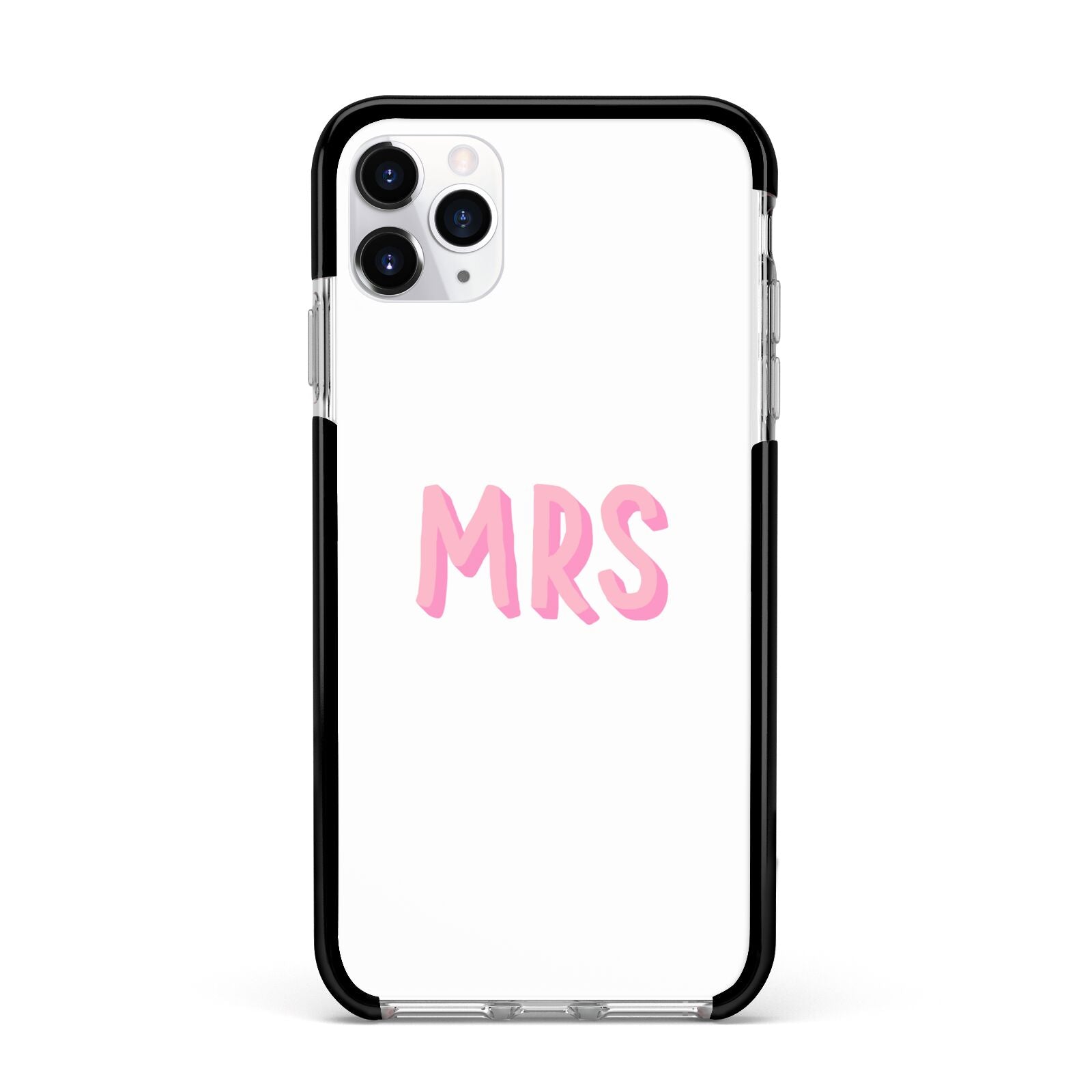 Mrs Apple iPhone 11 Pro Max in Silver with Black Impact Case