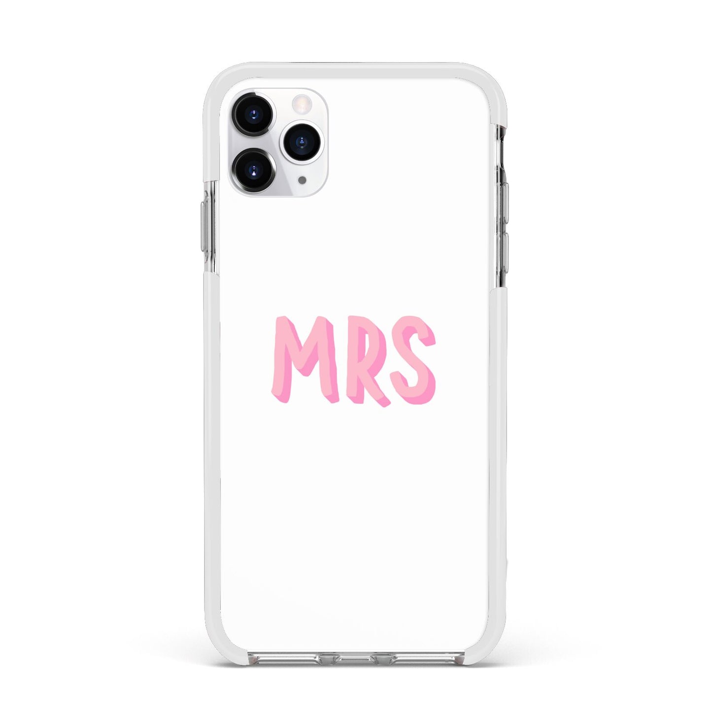 Mrs Apple iPhone 11 Pro Max in Silver with White Impact Case