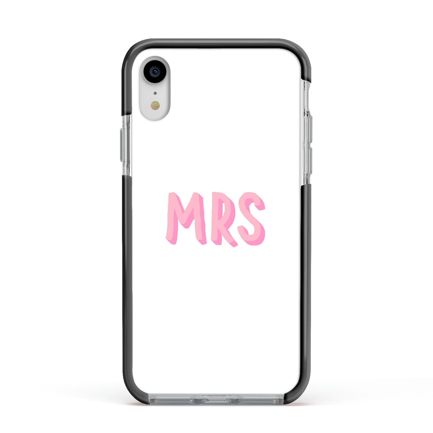 Mrs Apple iPhone XR Impact Case Black Edge on Silver Phone