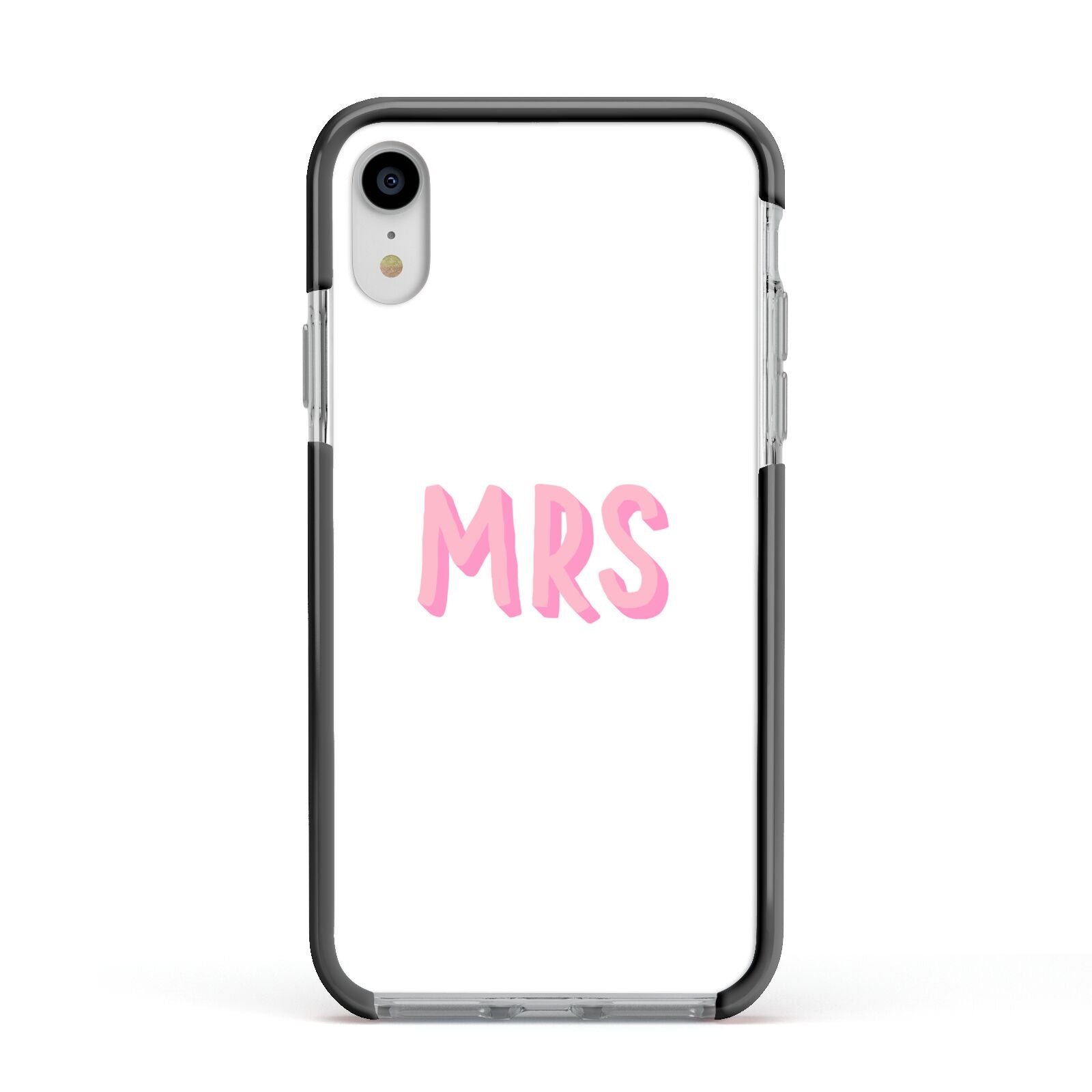 Mrs Apple iPhone XR Impact Case Black Edge on Silver Phone