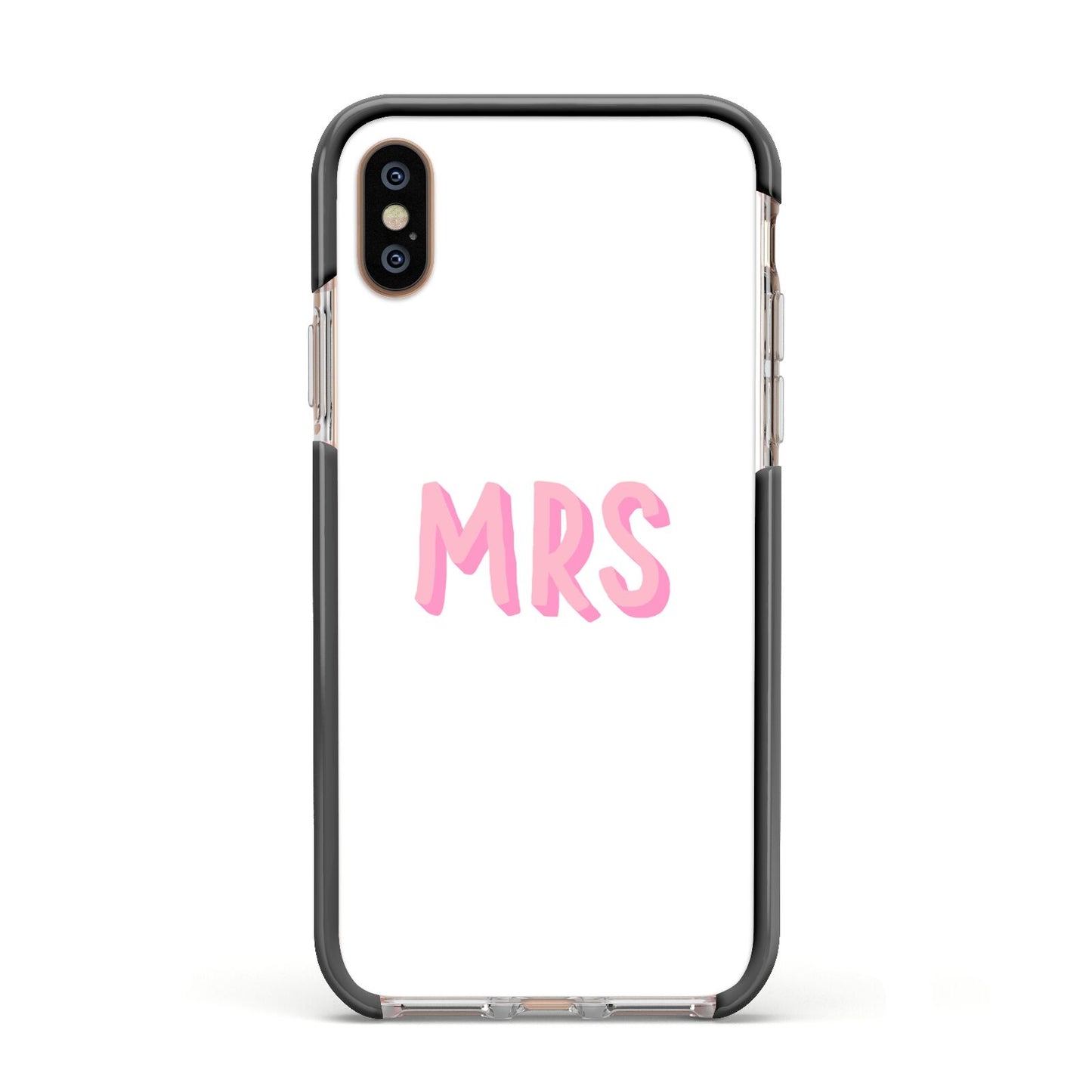 Mrs Apple iPhone Xs Impact Case Black Edge on Gold Phone