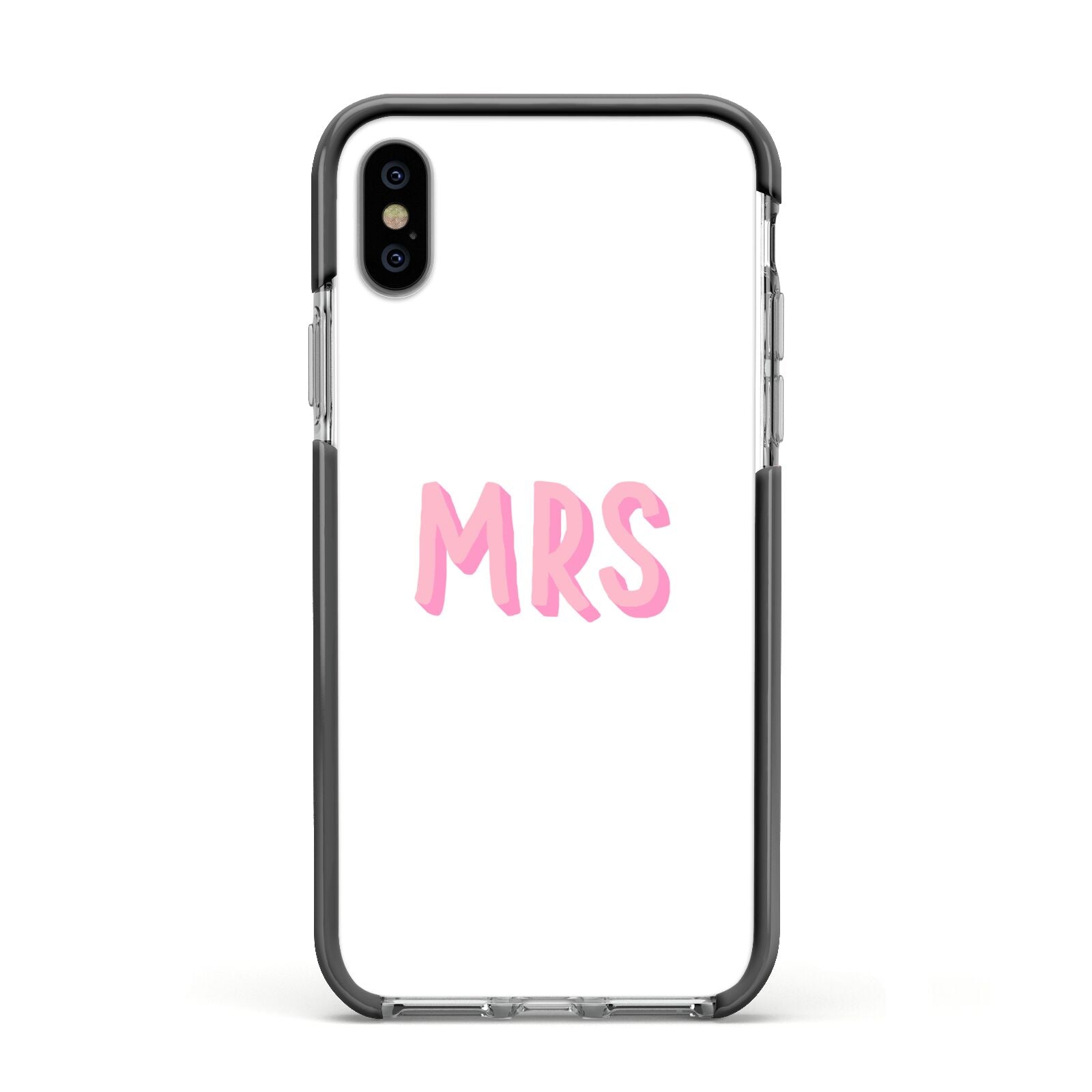 Mrs Apple iPhone Xs Impact Case Black Edge on Silver Phone