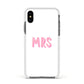 Mrs Apple iPhone Xs Impact Case White Edge on Black Phone