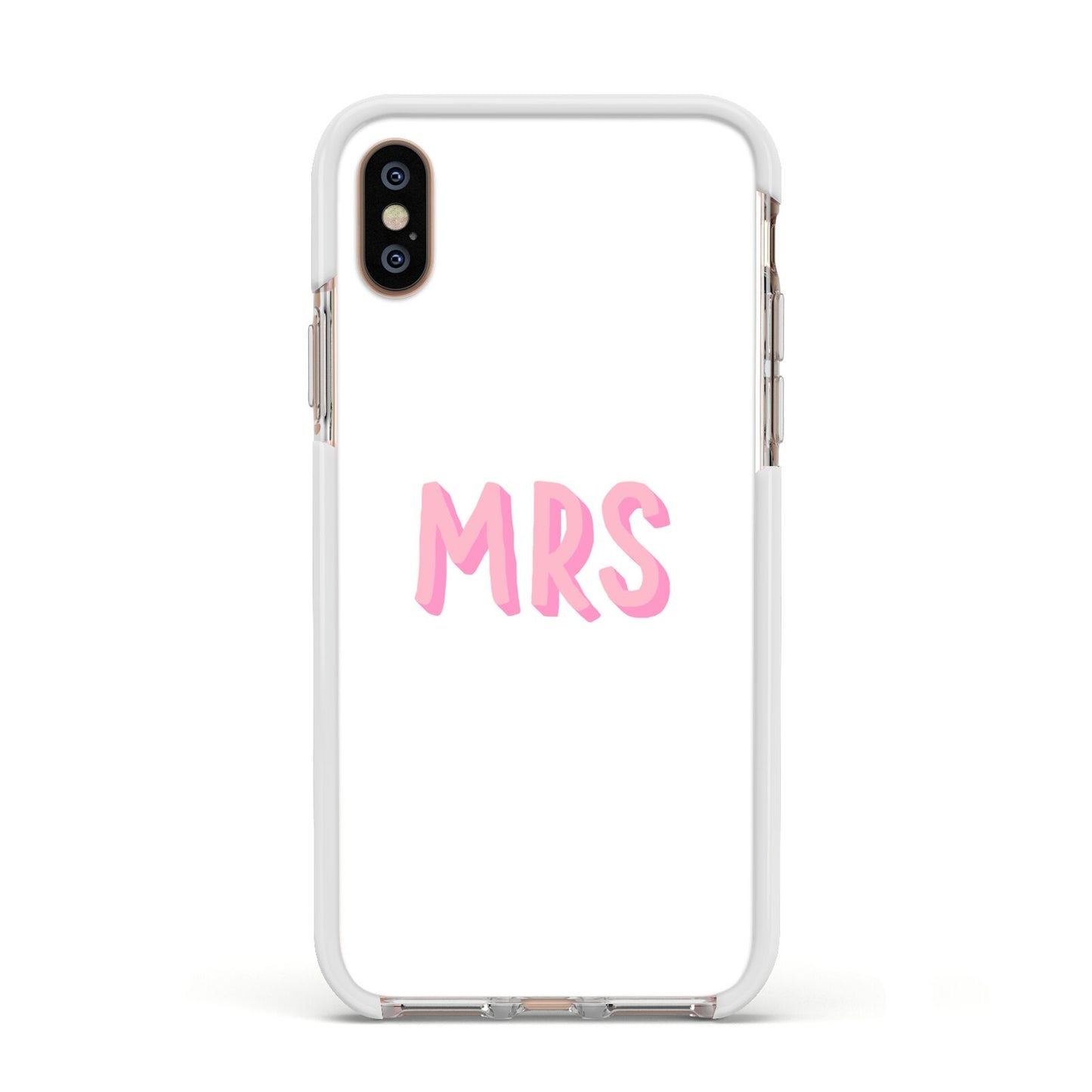 Mrs Apple iPhone Xs Impact Case White Edge on Gold Phone