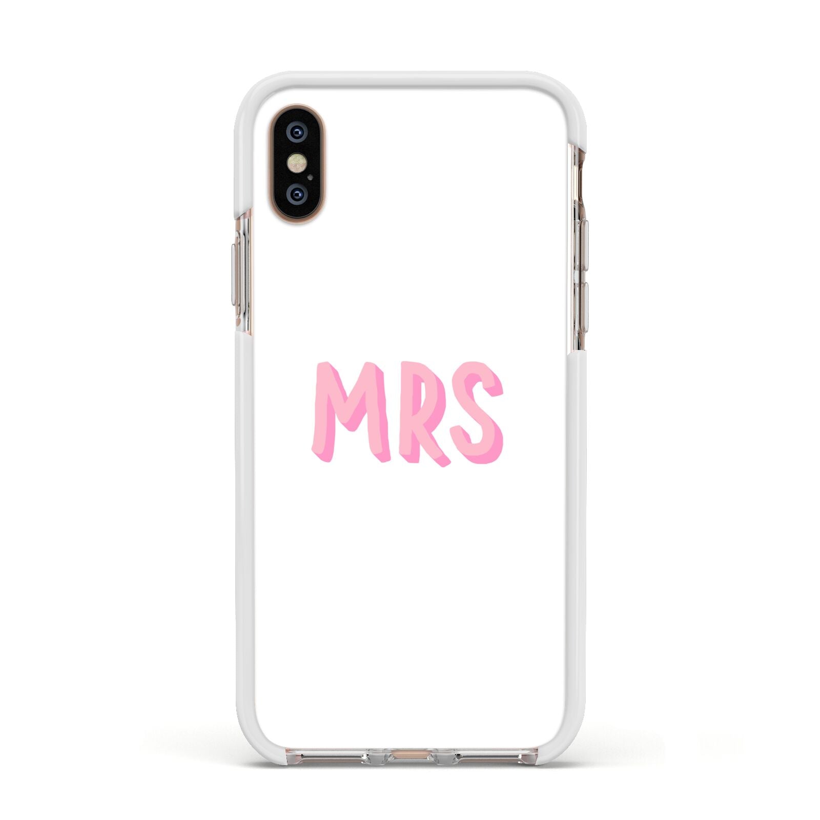 Mrs Apple iPhone Xs Impact Case White Edge on Gold Phone