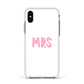 Mrs Apple iPhone Xs Impact Case White Edge on Silver Phone