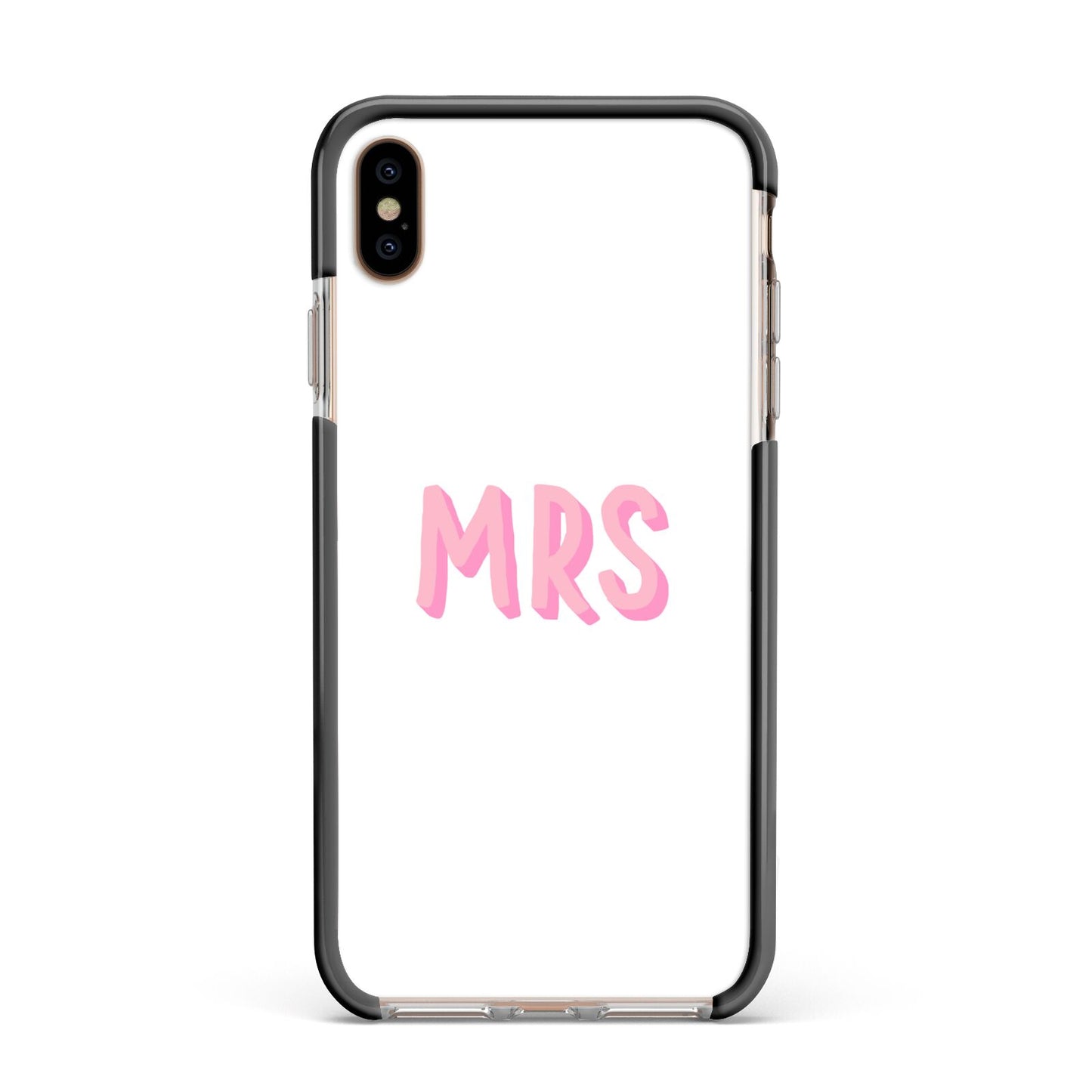 Mrs Apple iPhone Xs Max Impact Case Black Edge on Gold Phone