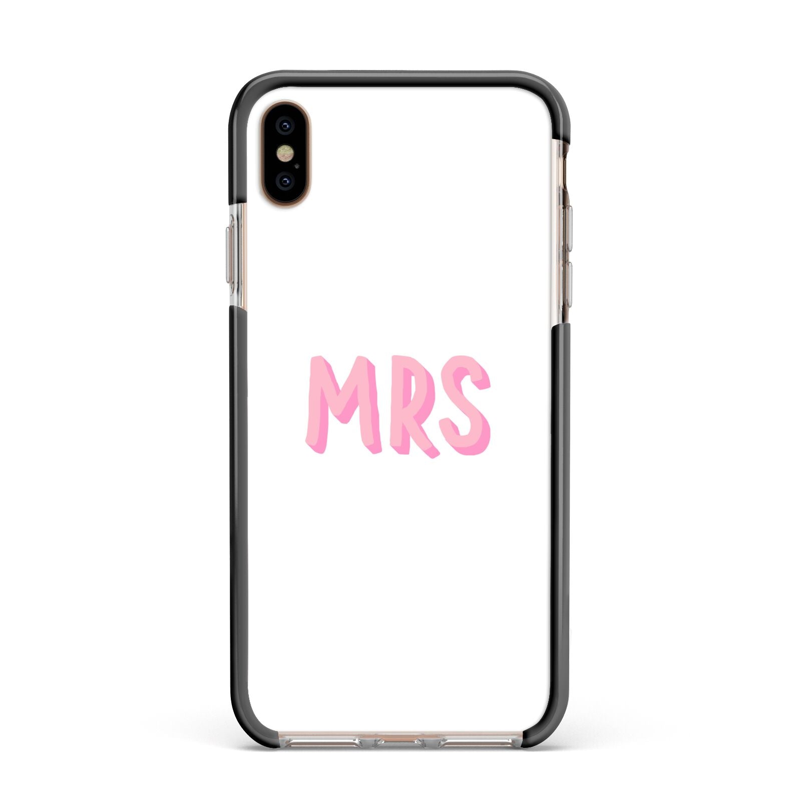 Mrs Apple iPhone Xs Max Impact Case Black Edge on Gold Phone