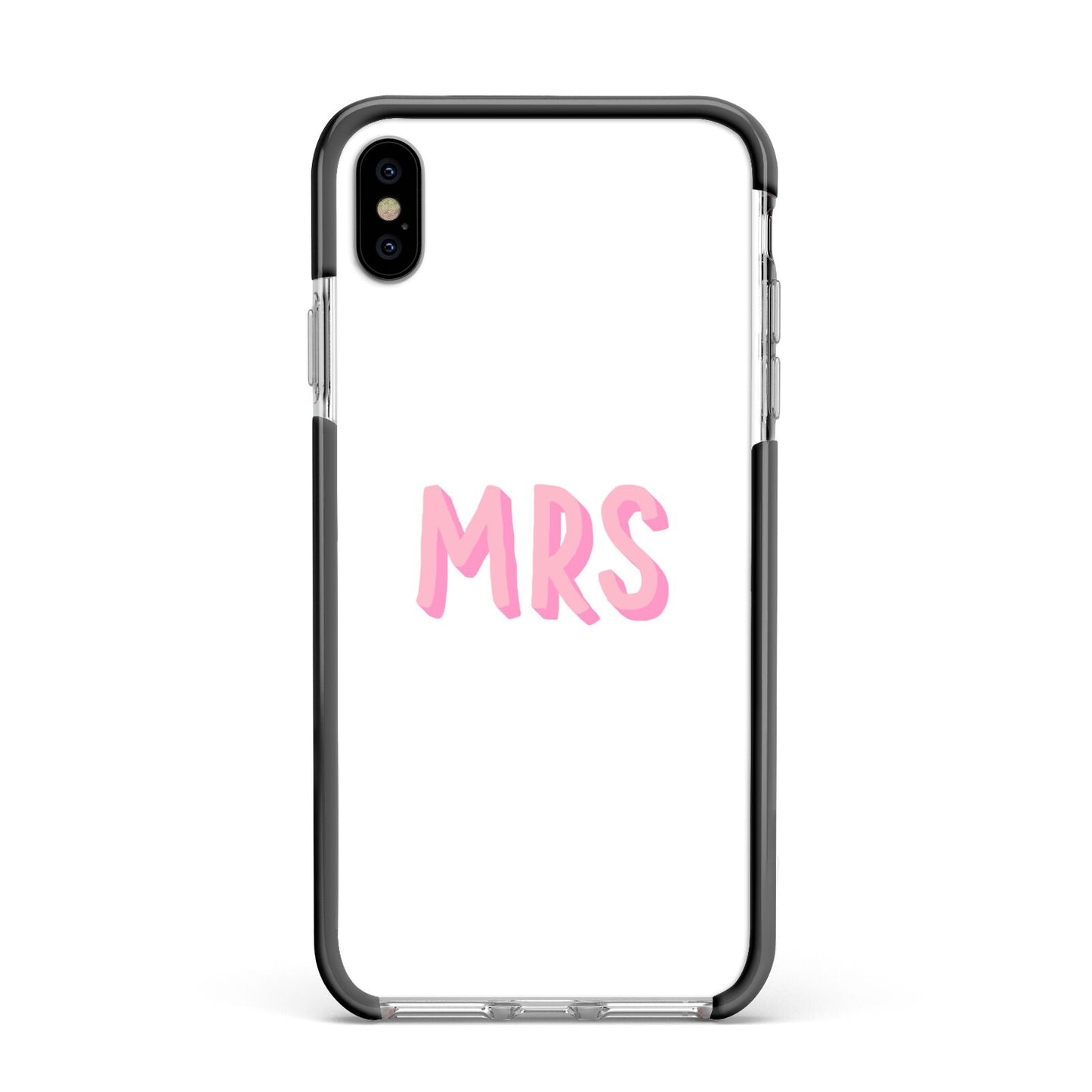 Mrs Apple iPhone Xs Max Impact Case Black Edge on Silver Phone