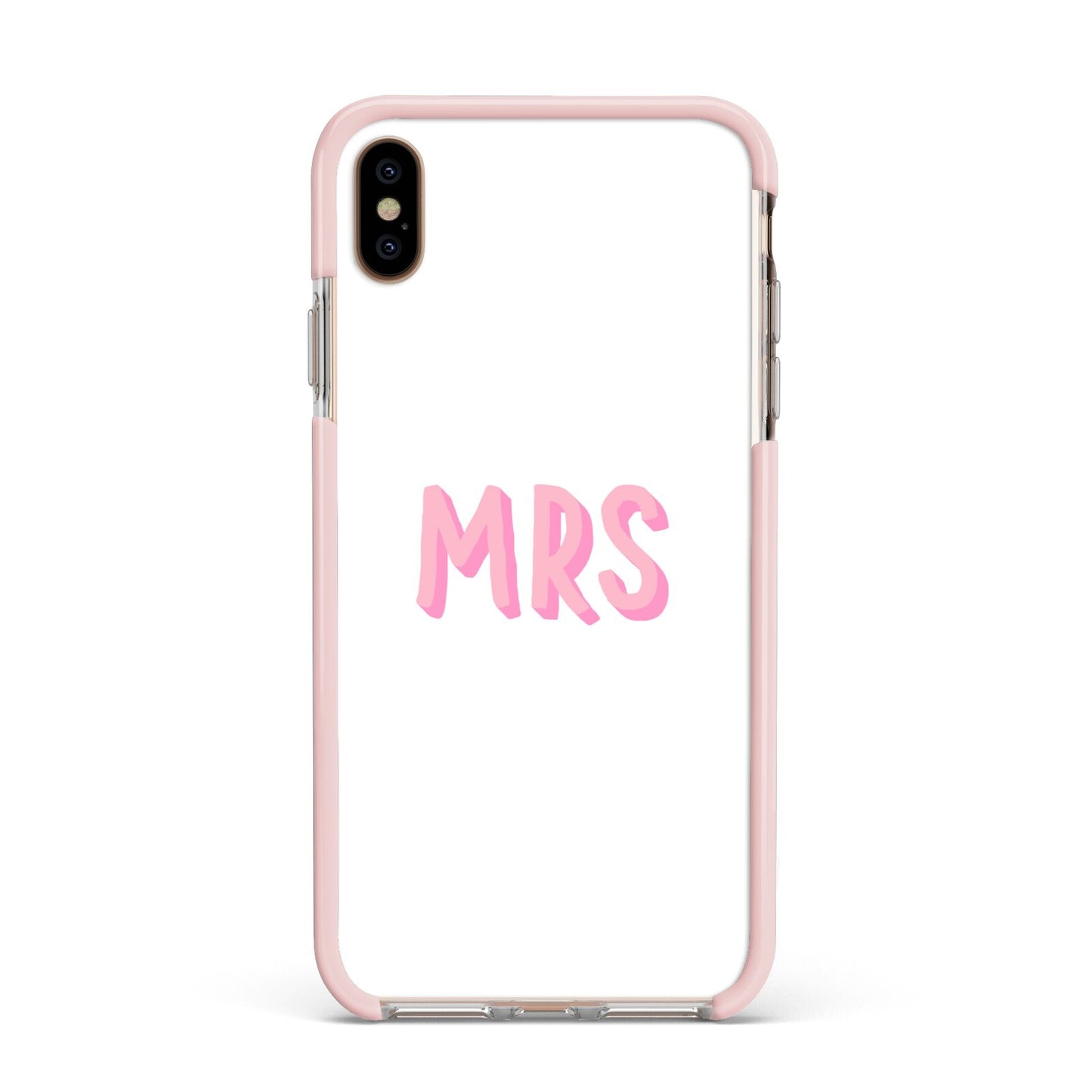 Mrs Apple iPhone Xs Max Impact Case Pink Edge on Gold Phone
