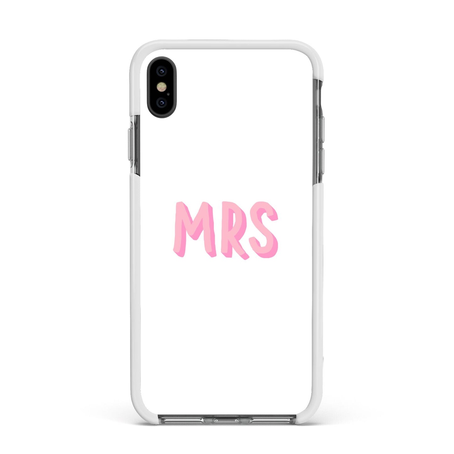 Mrs Apple iPhone Xs Max Impact Case White Edge on Black Phone