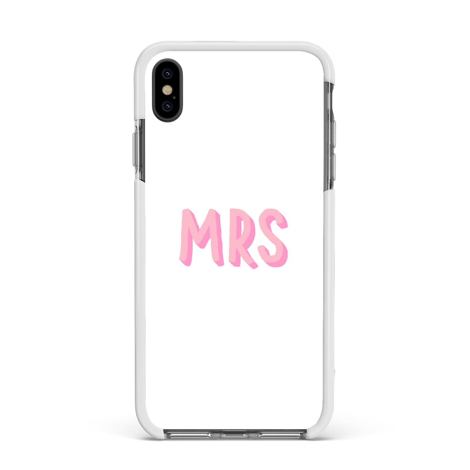 Mrs Apple iPhone Xs Max Impact Case White Edge on Black Phone