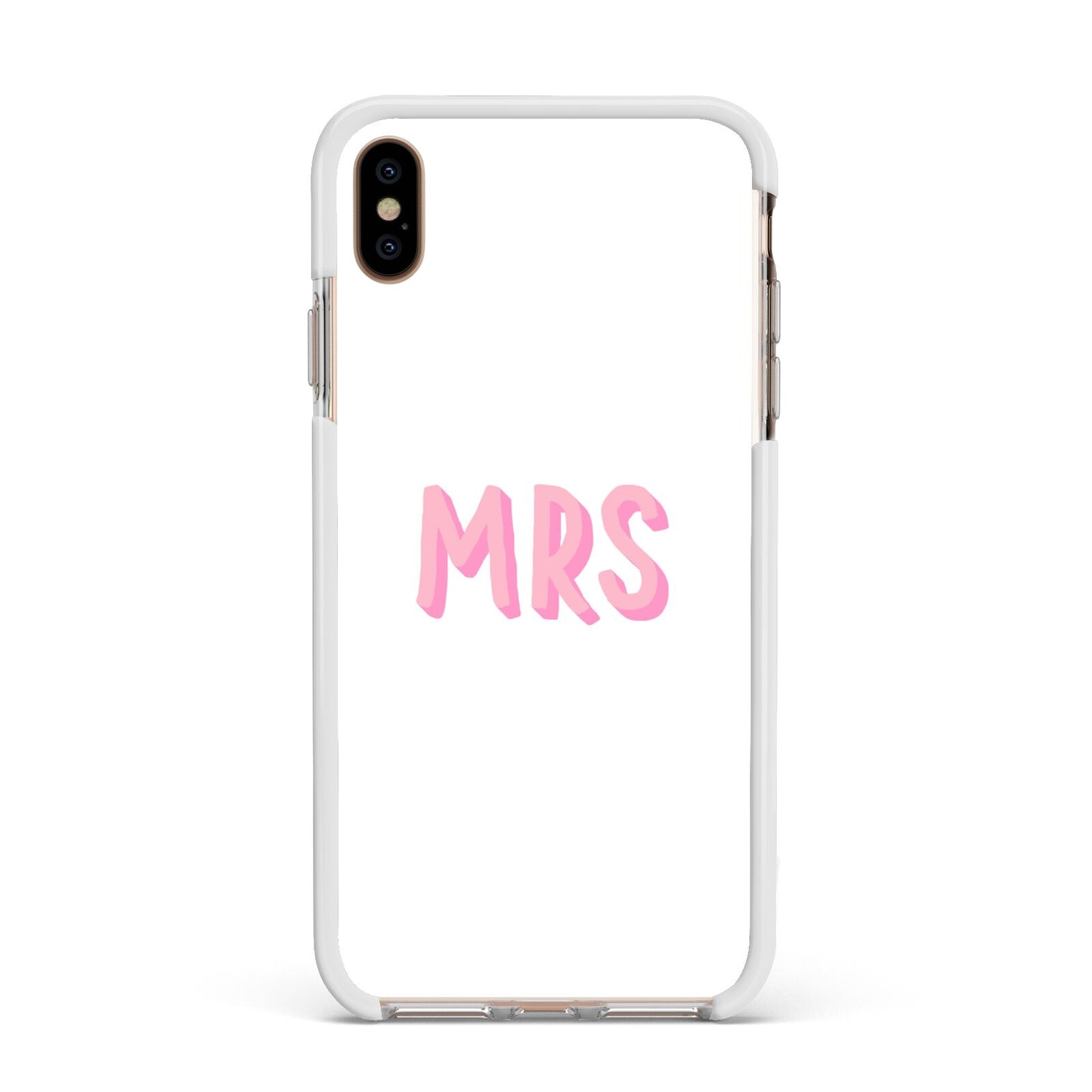 Mrs Apple iPhone Xs Max Impact Case White Edge on Gold Phone