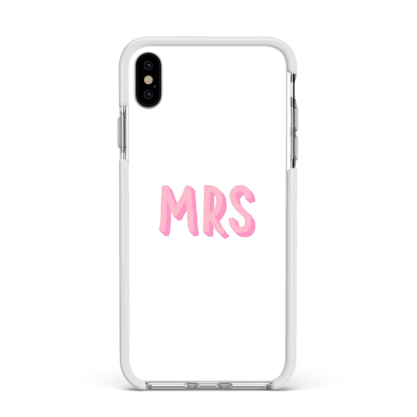 Mrs Apple iPhone Xs Max Impact Case White Edge on Silver Phone