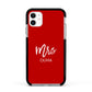 Mrs Custom Apple iPhone 11 in White with Black Impact Case