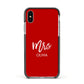 Mrs Custom Apple iPhone Xs Impact Case Black Edge on Silver Phone