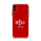 Mrs Custom Apple iPhone Xs Impact Case Pink Edge on Silver Phone