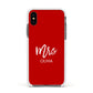 Mrs Custom Apple iPhone Xs Impact Case White Edge on Black Phone