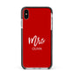 Mrs Custom Apple iPhone Xs Max Impact Case Black Edge on Silver Phone