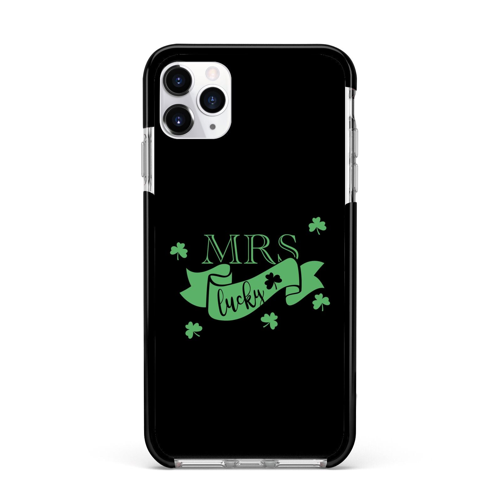 Mrs Lucky Apple iPhone 11 Pro Max in Silver with Black Impact Case