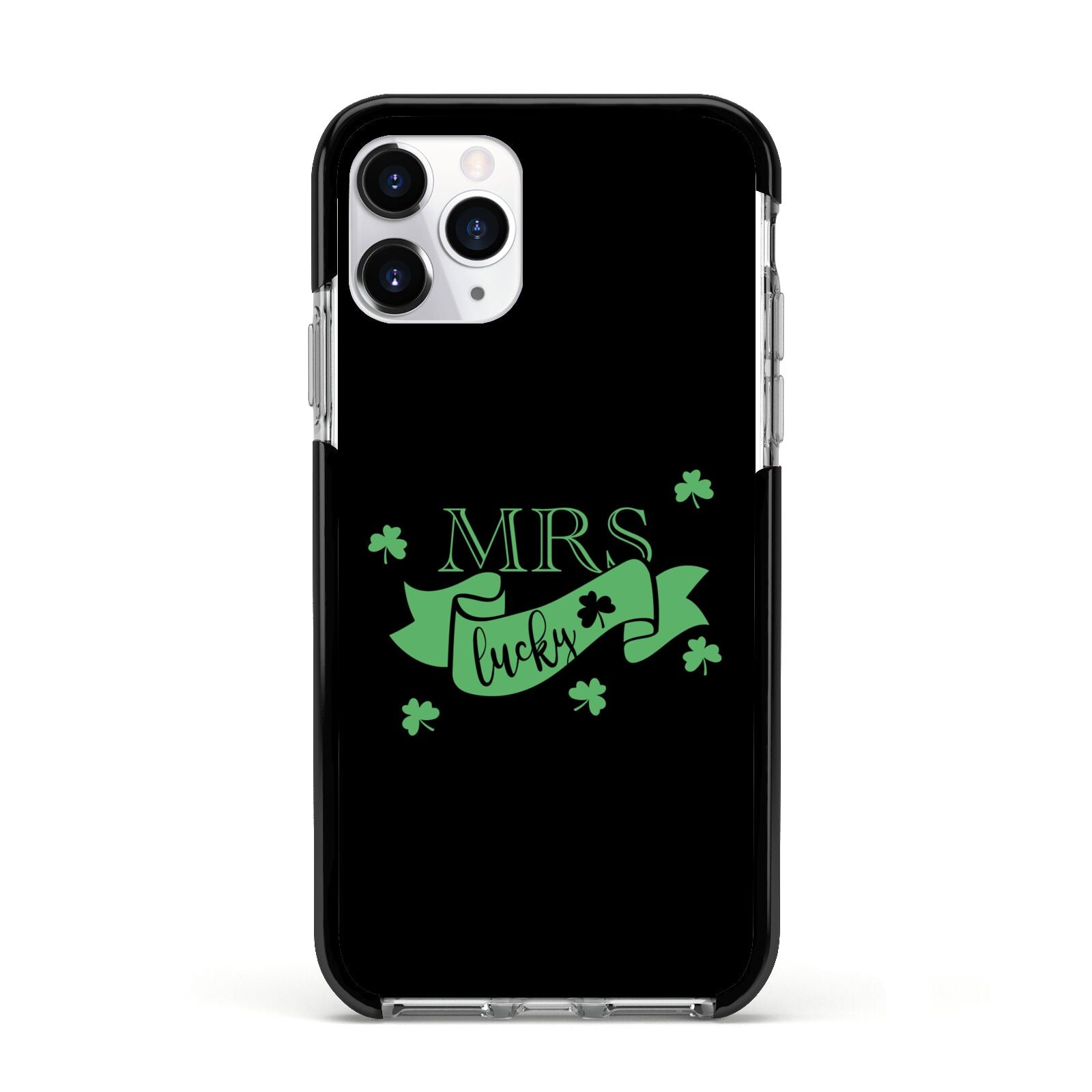 Mrs Lucky Apple iPhone 11 Pro in Silver with Black Impact Case