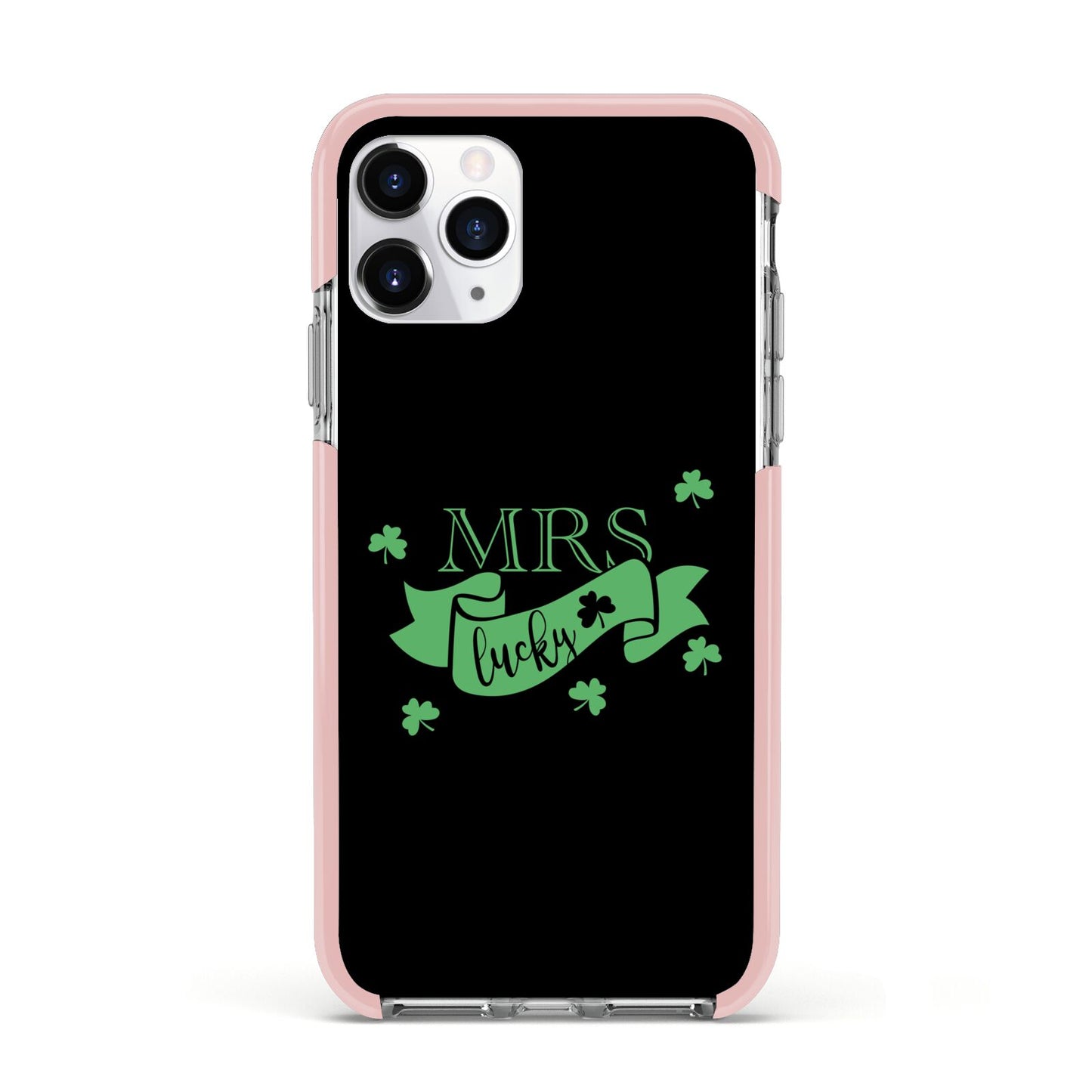 Mrs Lucky Apple iPhone 11 Pro in Silver with Pink Impact Case
