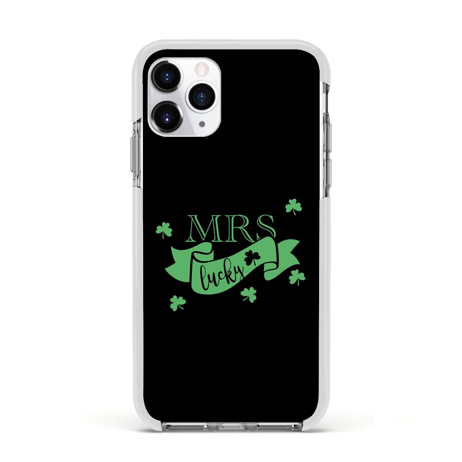Mrs Lucky Apple iPhone 11 Pro in Silver with White Impact Case