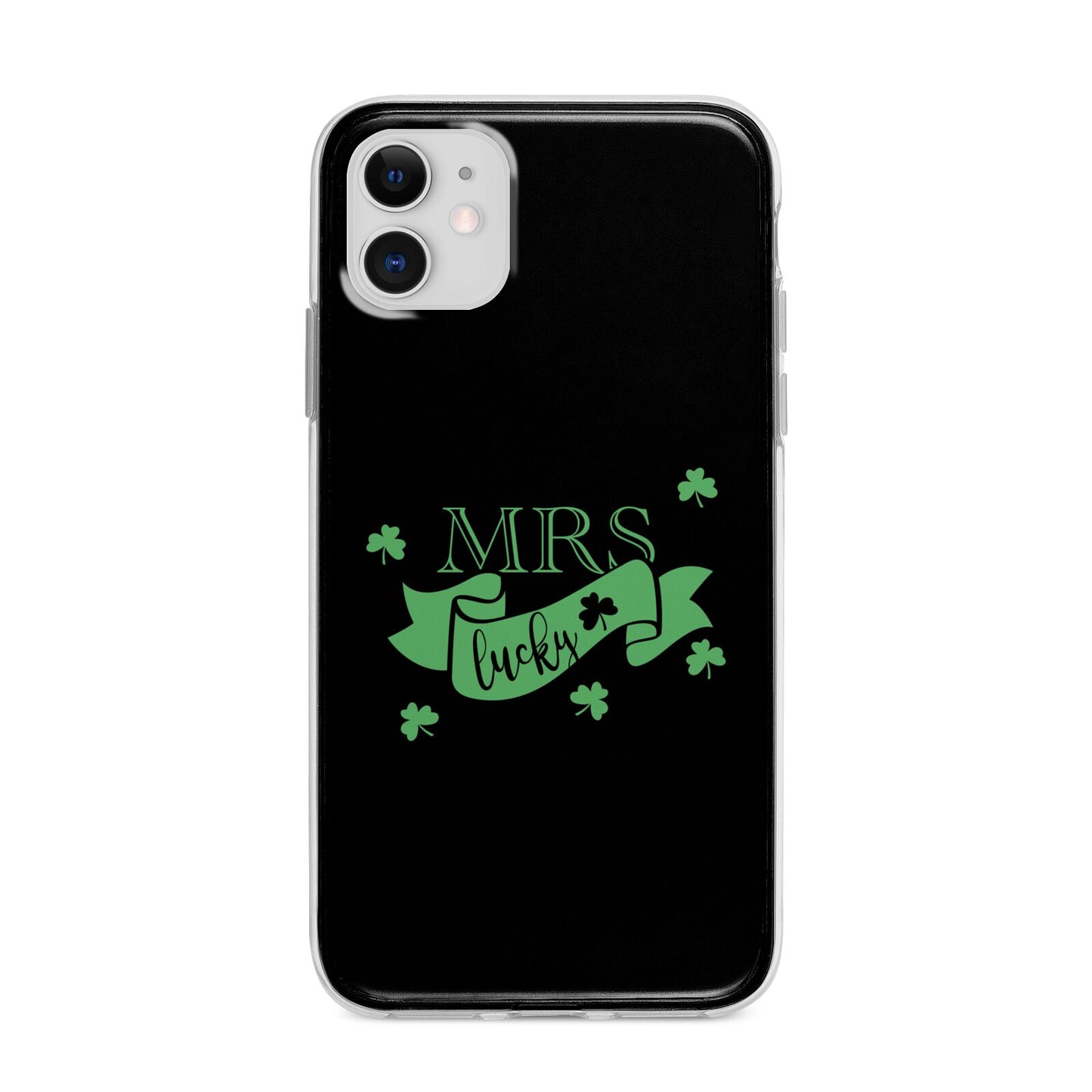 Mrs Lucky Apple iPhone 11 in White with Bumper Case