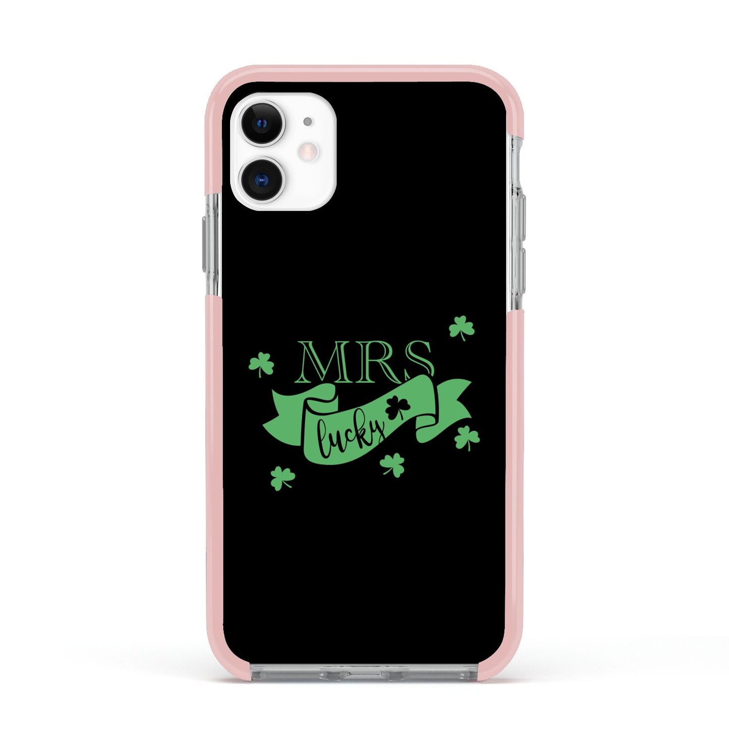 Mrs Lucky Apple iPhone 11 in White with Pink Impact Case