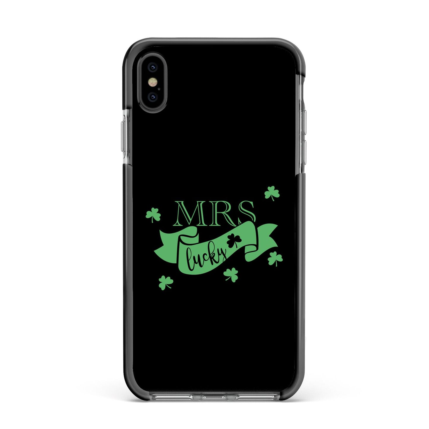 Mrs Lucky Apple iPhone Xs Max Impact Case Black Edge on Black Phone