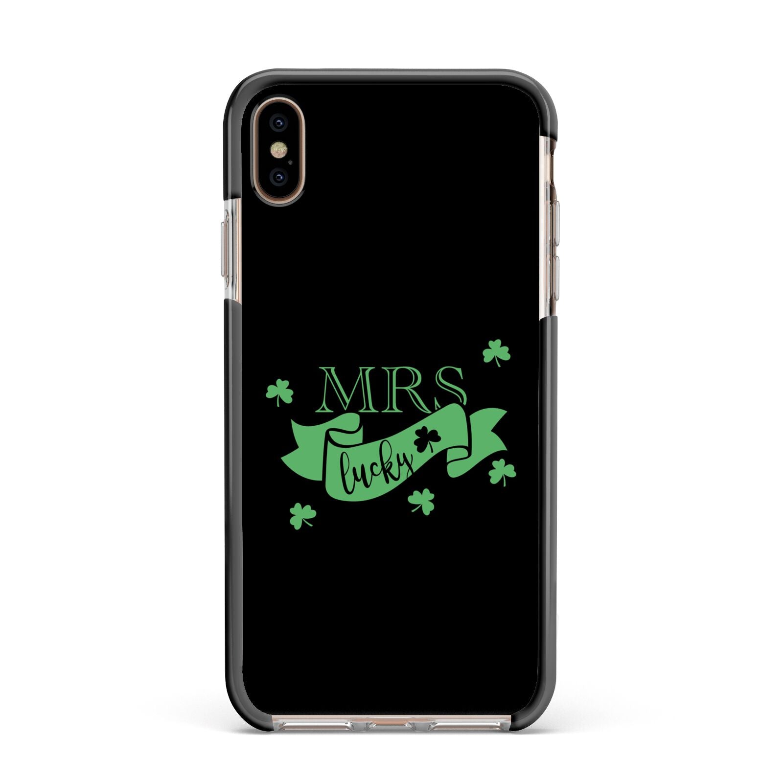 Mrs Lucky Apple iPhone Xs Max Impact Case Black Edge on Gold Phone