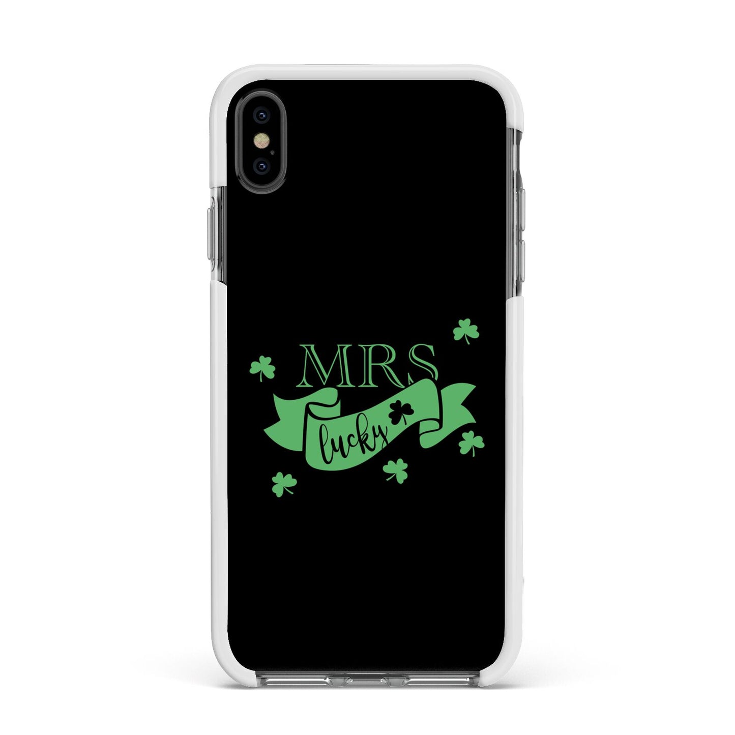 Mrs Lucky Apple iPhone Xs Max Impact Case White Edge on Black Phone