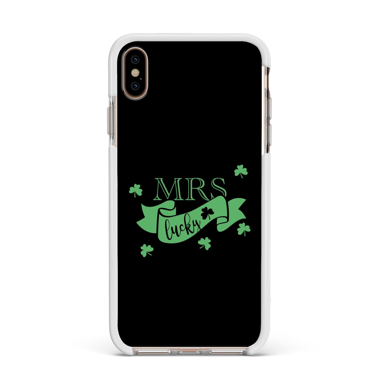 Mrs Lucky Apple iPhone Xs Max Impact Case White Edge on Gold Phone