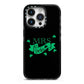 Mrs Lucky iPhone 14 Pro Black Impact Case on Silver phone