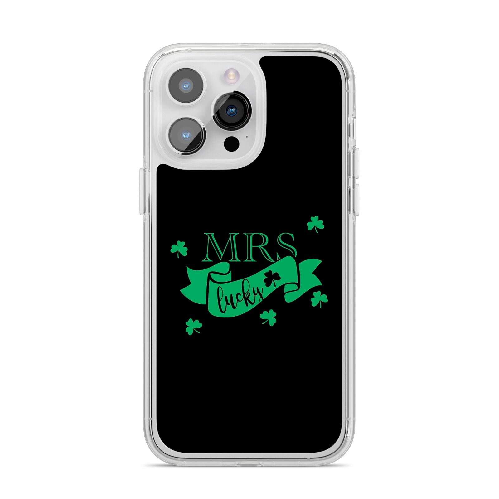 Mrs Lucky iPhone 14 Pro Max Clear Tough Case Silver
