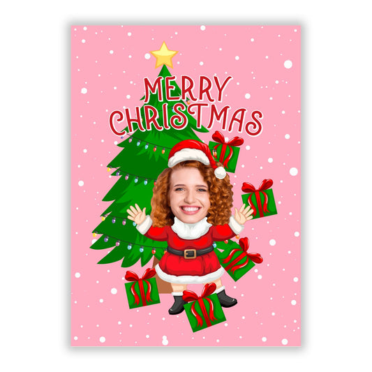 Mrs Santa Photo Face A5 Flat Greetings Card