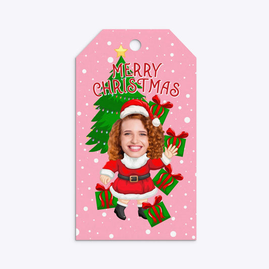 Mrs Santa Photo Face Gift Tag
