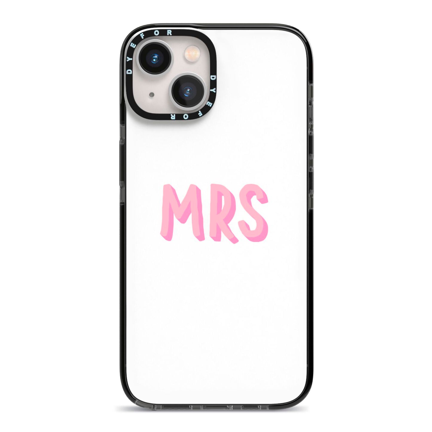 Mrs iPhone 13 Black Impact Case on Silver phone