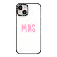 Mrs iPhone 14 Black Impact Case on Silver phone