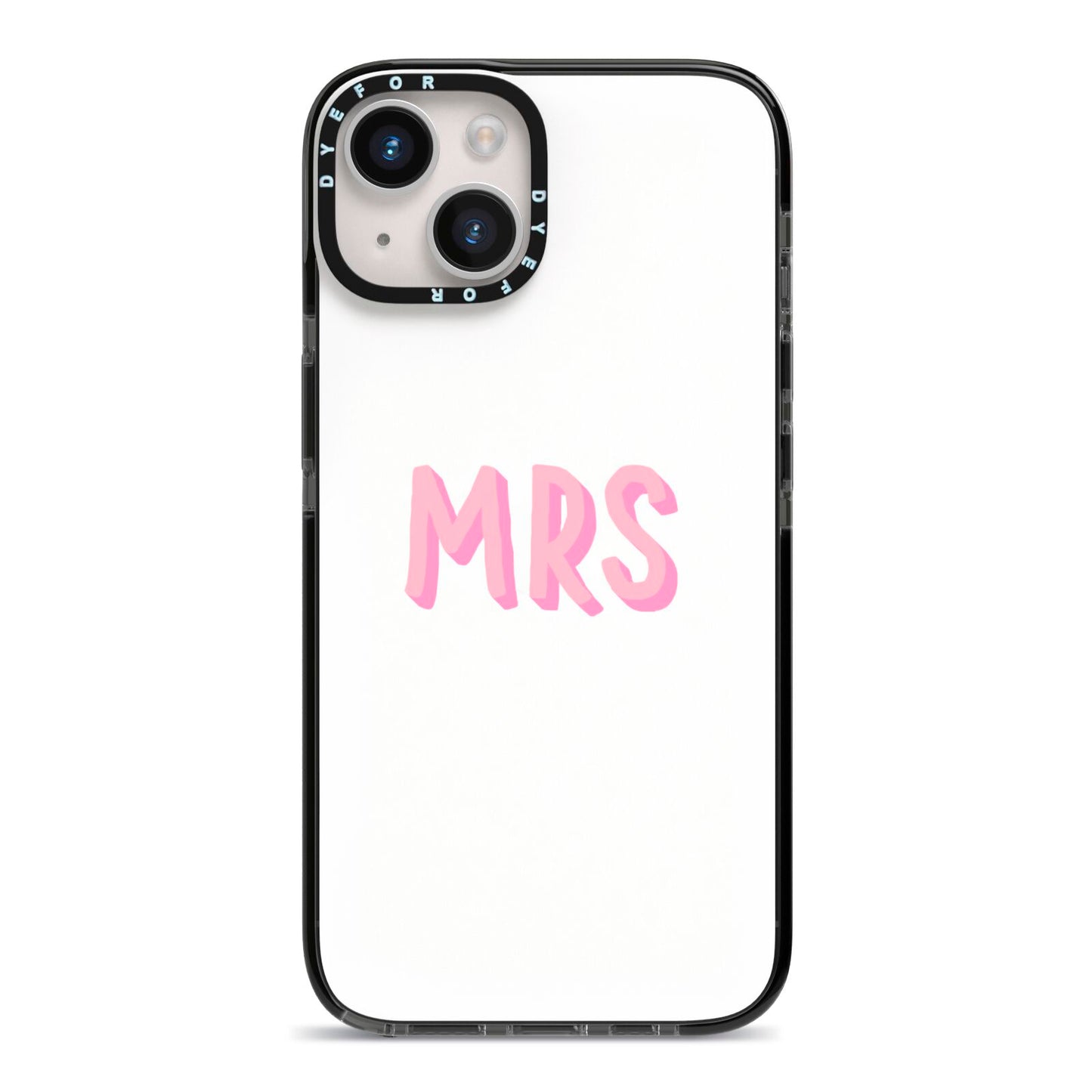 Mrs iPhone 14 Black Impact Case on Silver phone