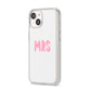 Mrs iPhone 14 Clear Tough Case Starlight Angled Image
